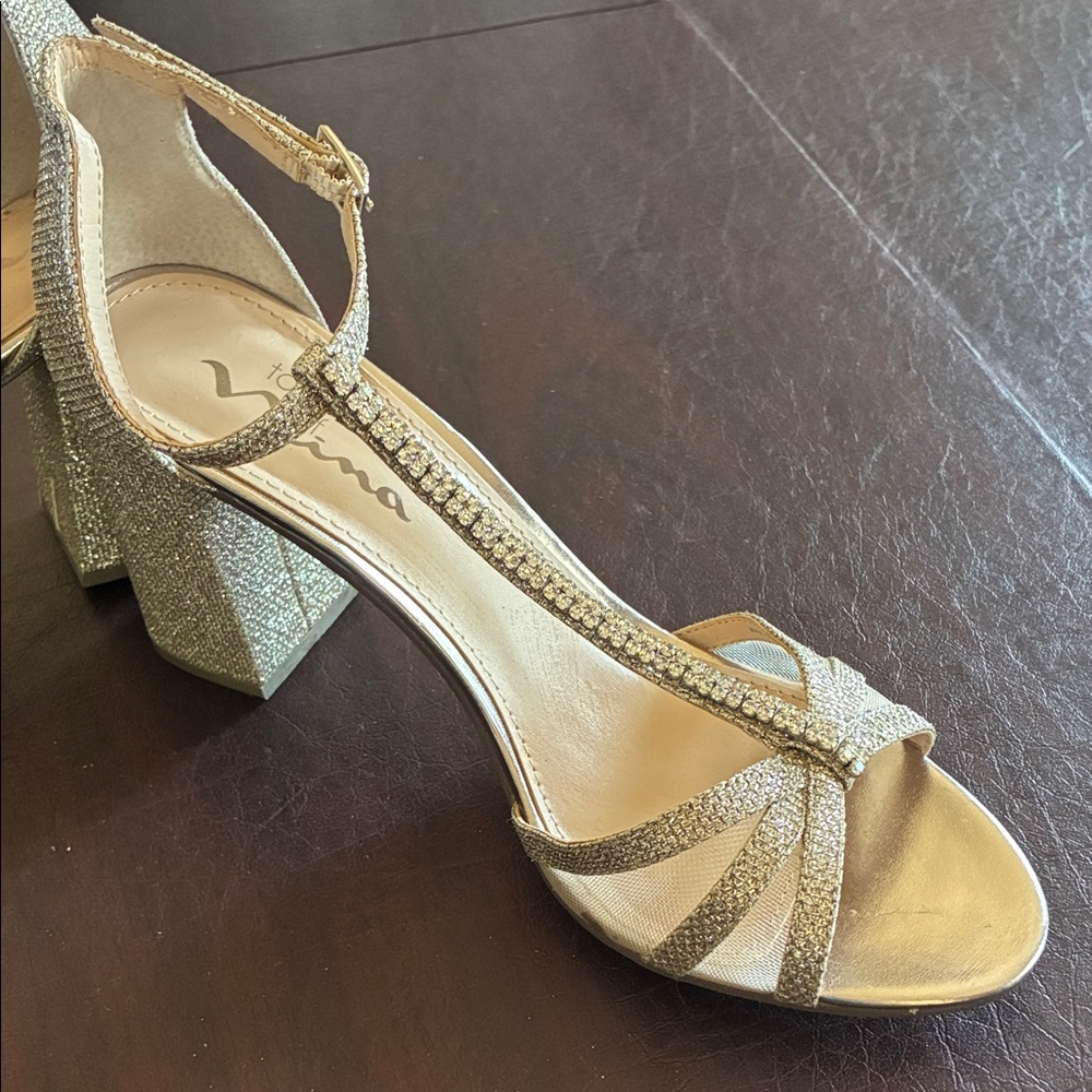 Touch of Nina Glittering Gold Block Heels